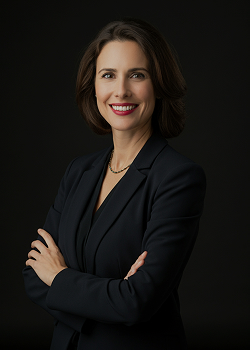 photo portrait d'un femme d'affaire, fond noir