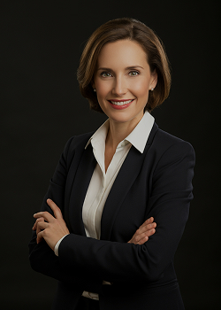 photo portrait d'une femme d'affaire, fond noir